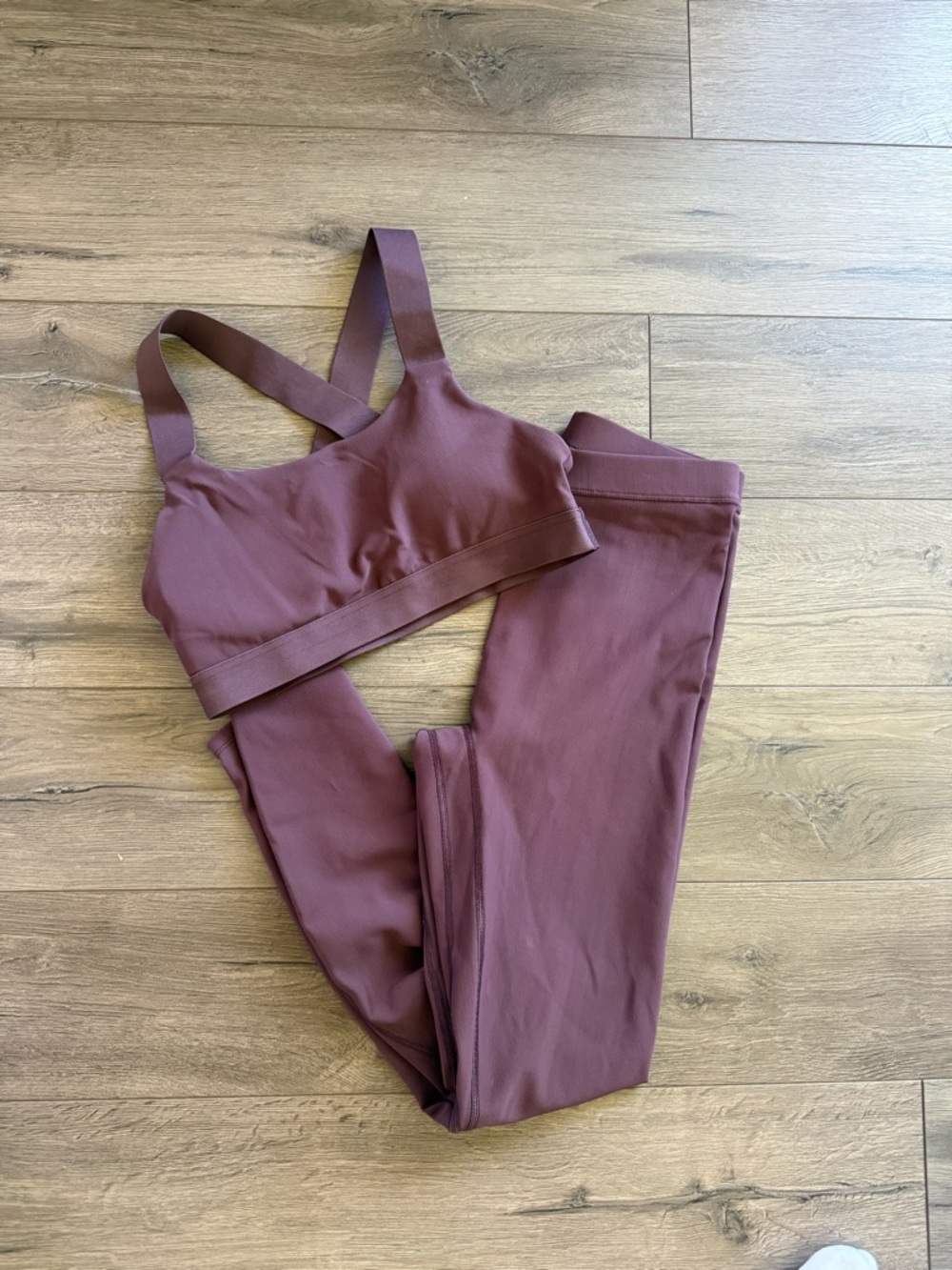 PARAGON Mauve Seamless Leggings & Matching Sports Bra Set L - leggings XL - bra